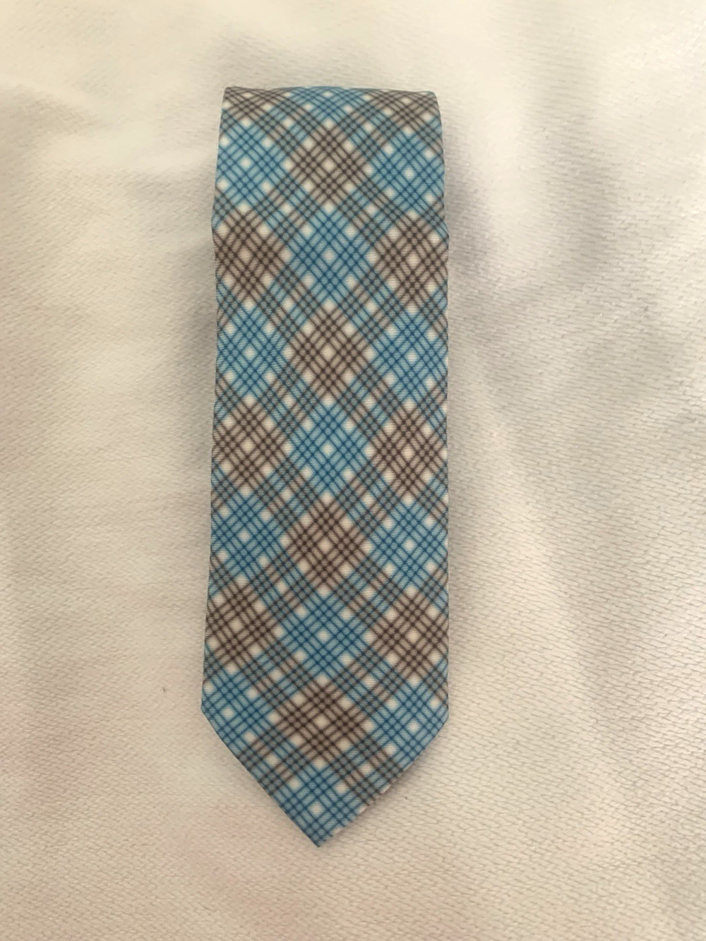 Prada Men’s Tie ( Geometric Pattern - Brown & Turquoise)